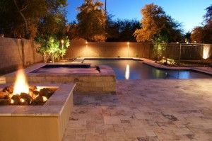 arizona swimming pool with firepit